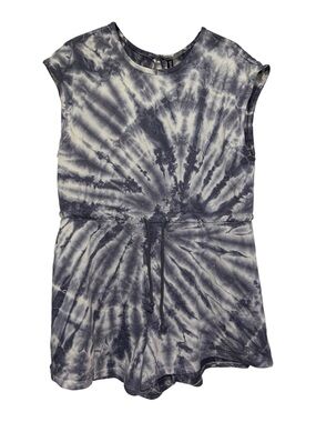 H&M Divided Tie Dye Romper Playsuit Gray Blue Knit Drawstring Size Large
